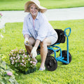 Cushioned Rolling Garden Cart Scooter with Storage Basket and Tool Pouch