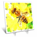 3dRose Taiche - Watercolor Painting - Honey Bee - The Pollen Collector Honeybee Watercolor - Desk Clocks
