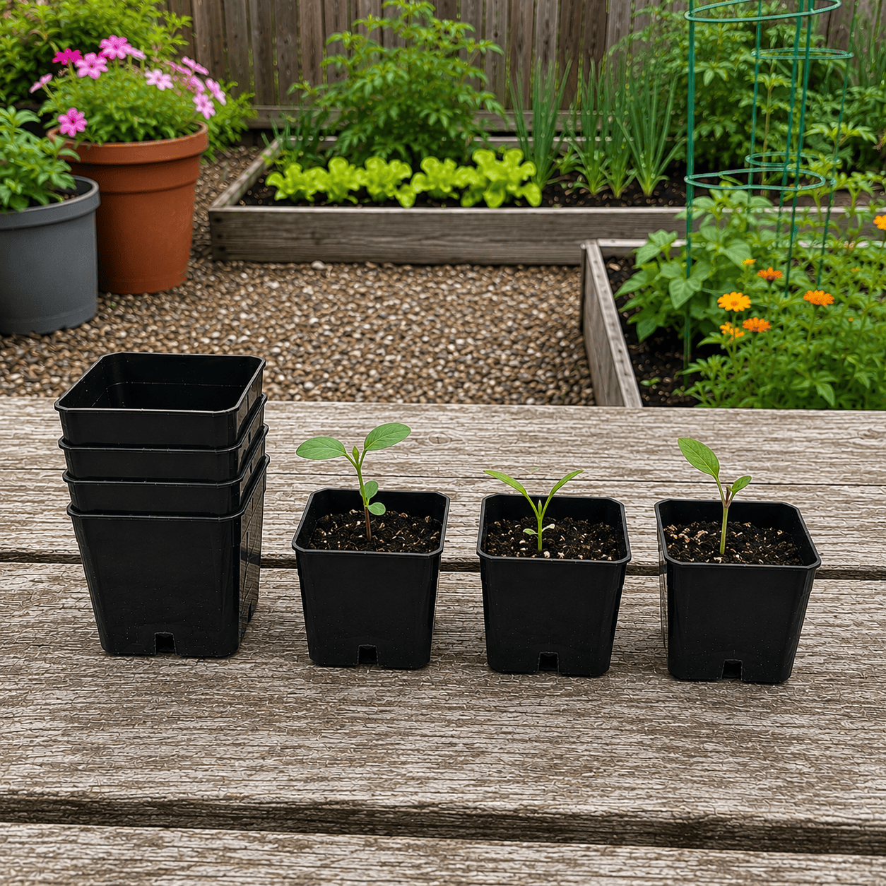 Square Plastic Pots - Anderson 2" Black