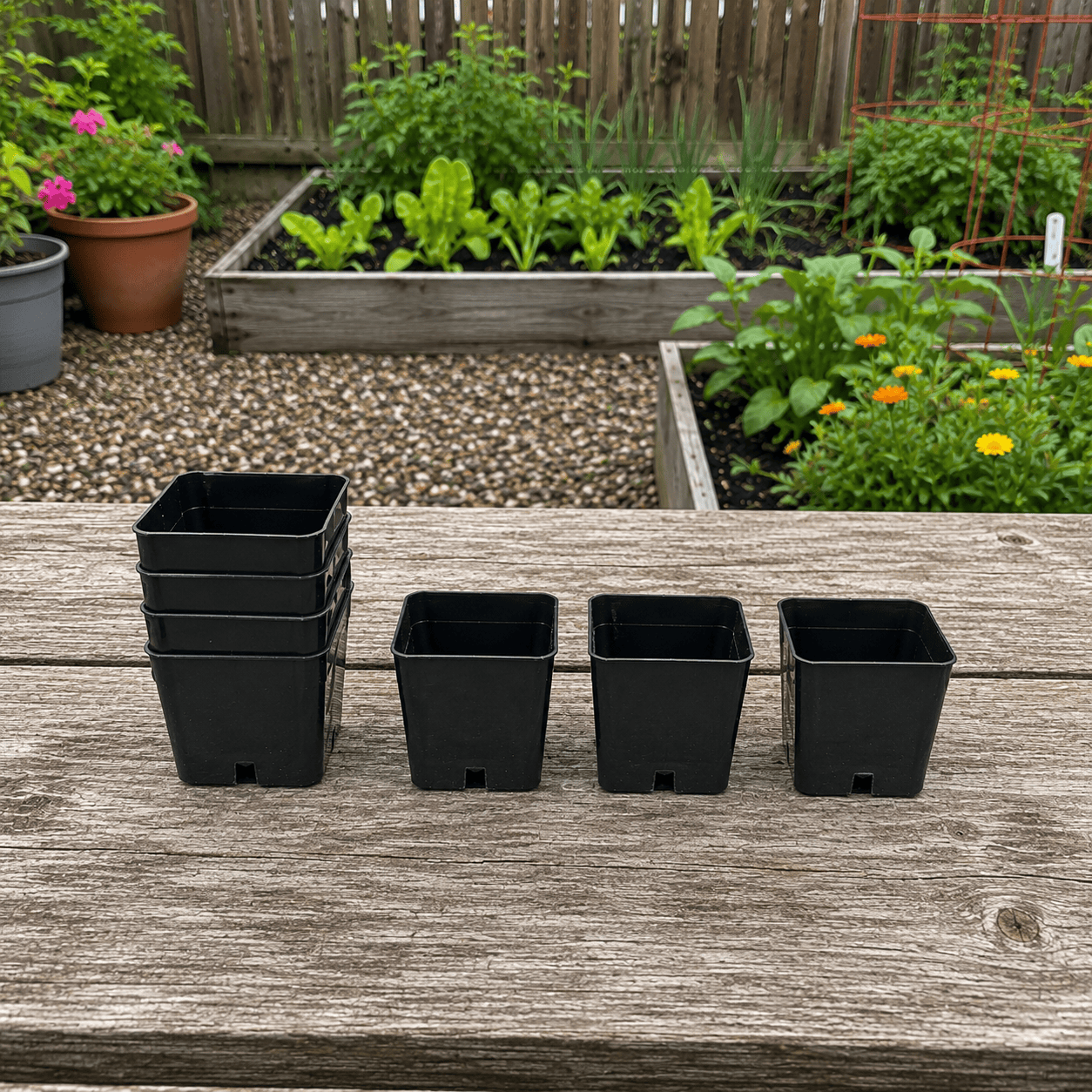 Square Plastic Pots - Anderson 2" Black