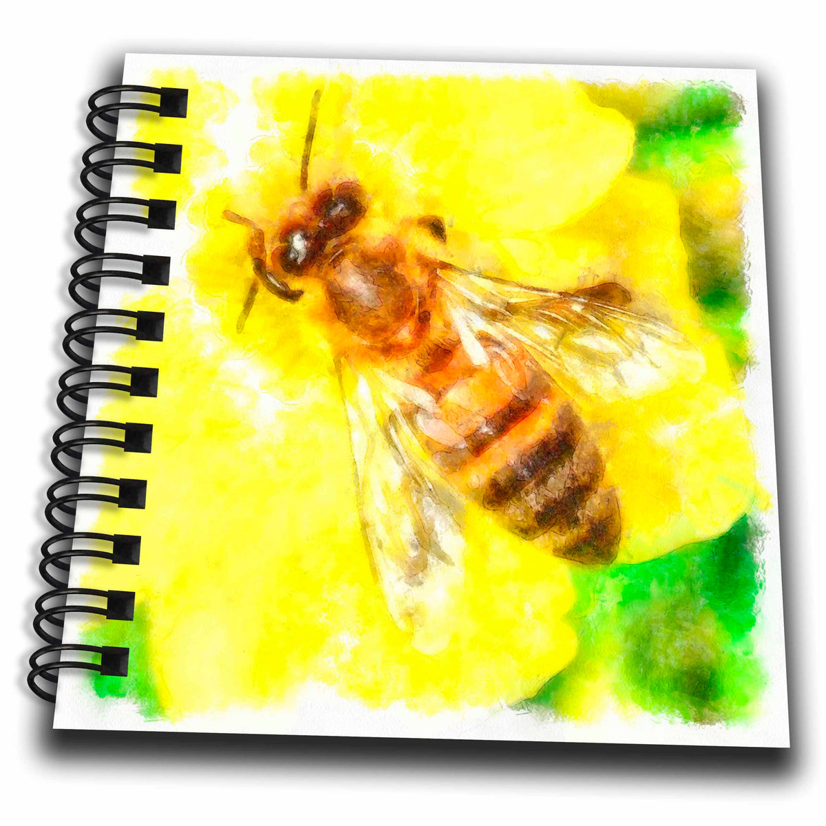 3dRose Taiche - Watercolor Painting - Honey Bee - The Pollen Collector Honeybee Watercolor - Drawing Book