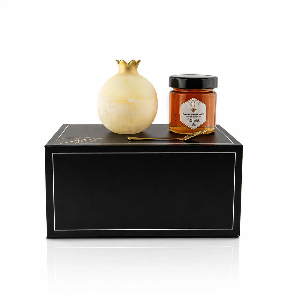 Gourmet Honey & Resin Honey Dish Pomegranate Gift Set