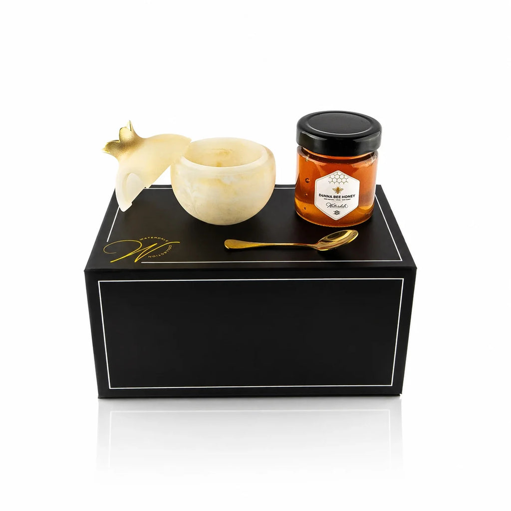 Gourmet Honey & Resin Honey Dish Pomegranate Gift Set