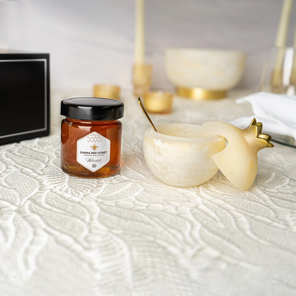 Gourmet Honey & Resin Honey Dish Pomegranate Gift Set