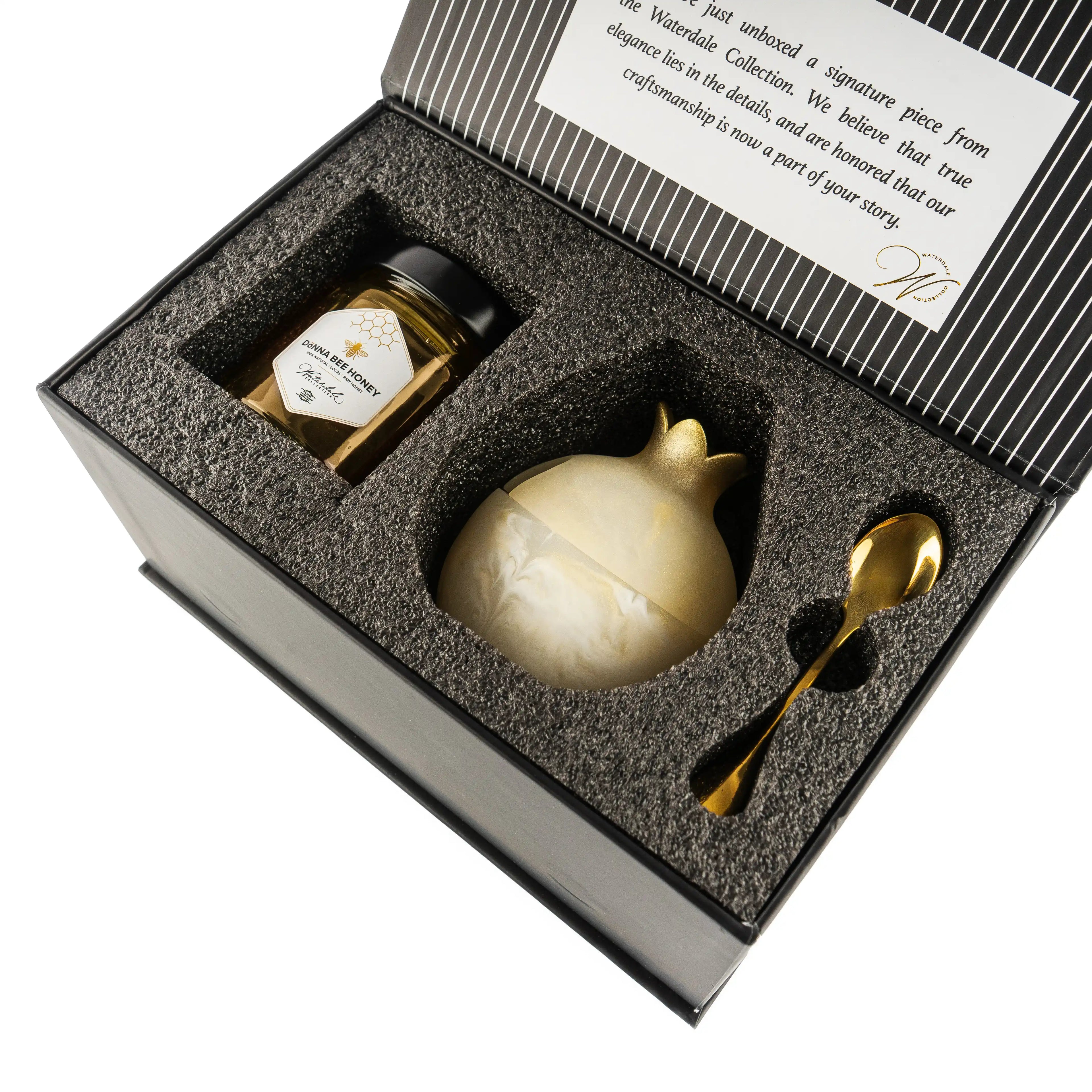 Gourmet Honey & Resin Honey Dish Pomegranate Gift Set