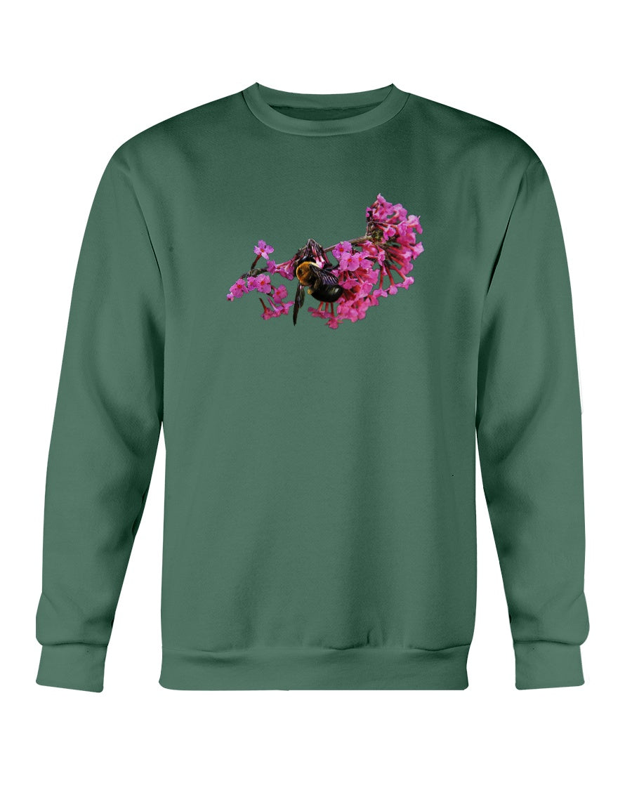 Bee and Butterfly Habitat Fund, Bee Pollinating Graphic, Moss Apparel, Crewneck Sweatshirt