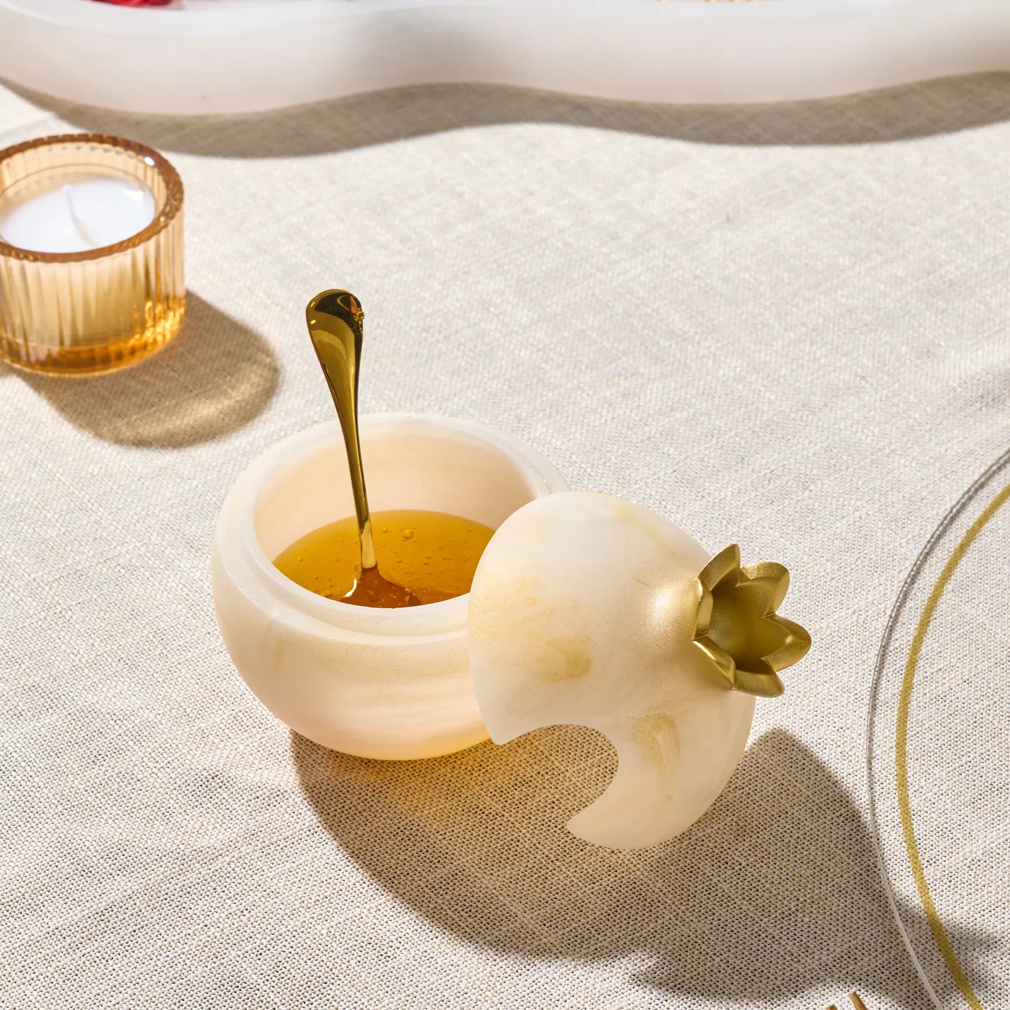 Gourmet Honey & Resin Honey Dish Pomegranate Gift Set